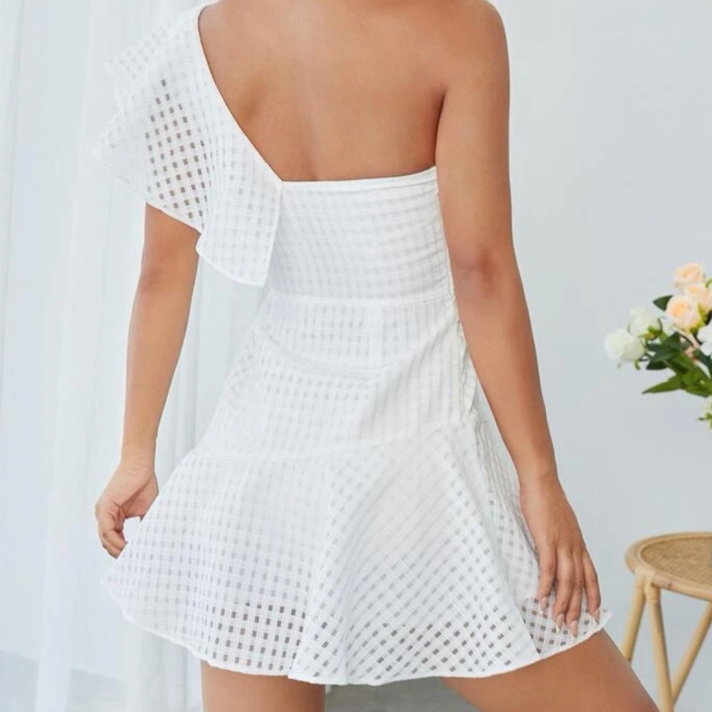 One Shoulder Ruffle Hem Dress - Picture 2 of 2